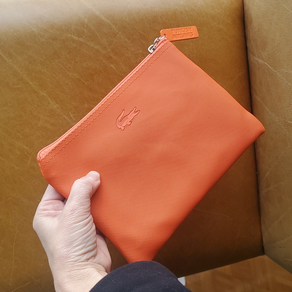 Lacoste Travel Toiletry Cosmetic Makeup Orange Clutch Bag - Picture 6 of 10